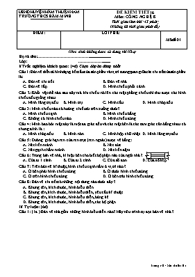 Đề kiểm tiết 16 môn Công nghệ 8